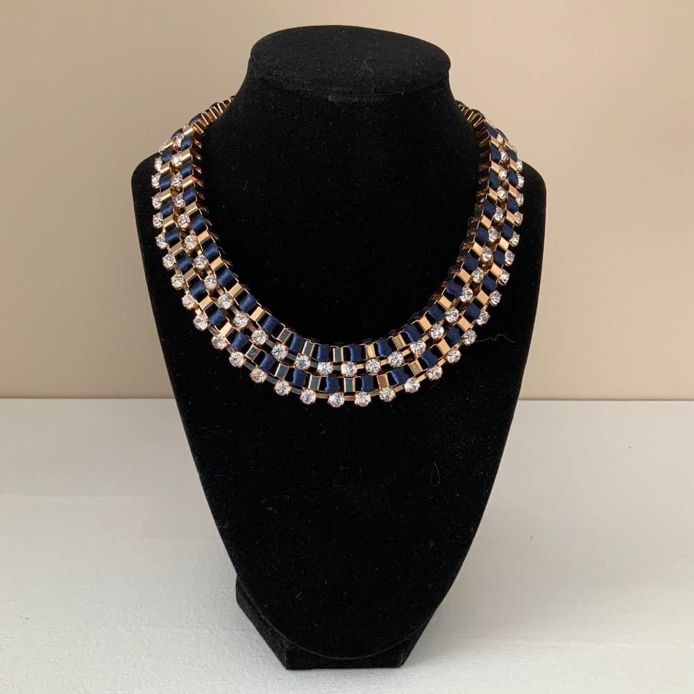 Brooks Brothers Rhinestone and Satin ribbon necklace
